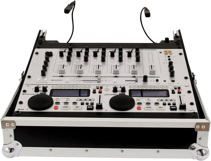 ROADINGER Mixer-Case Profi MCB-19, schräg, sw, 12HE | Flightcase für 483-mm-Geräte (19")