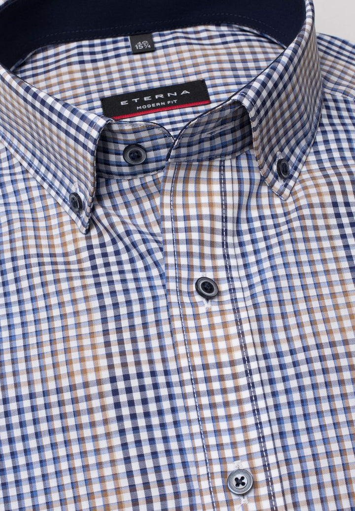 eterna Langarm Hemd MODERN FIT Popeline kariert