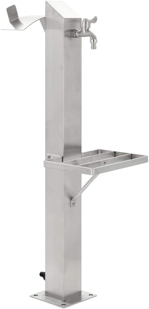 yorten Quadratisch Garten-Wassersäule Edelstahl mit Wasserhahn Wasserzapfsäule mit Einer Diagonalsch