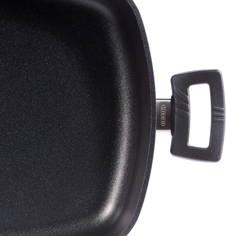 Eurloux Guss-Kasserolle 28x28 cm - hohe quadratische Universal Bratenkasserolle mit Beschichtung - o