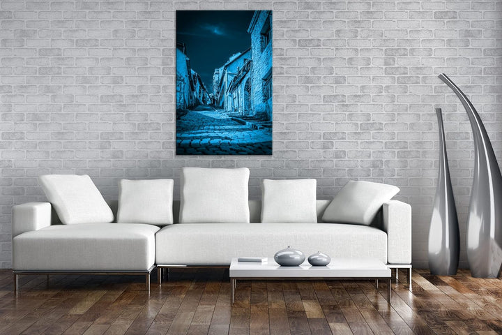 deyoli verwitterte Strasse in Budapest Format 80x60 Effekt: Monocrome Blau als Leinwandbild, Motiv f