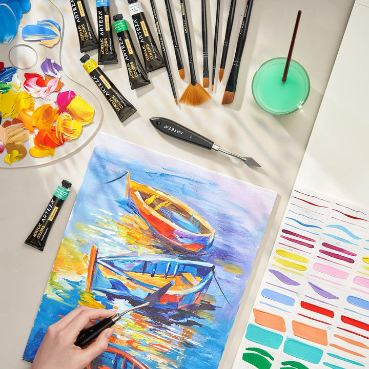 Arteza Malkarton, 27.9 x 35.6 cm, 14 Stück, schwarze Malpappe, grundierte Leinwand-Pappe 100% Baumwo