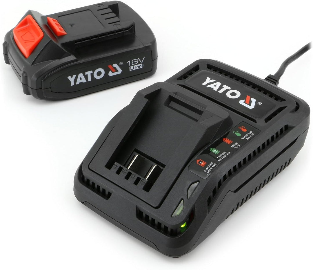 YATO Profi AKKU Handkreissäge 18V | 2,0 Ah Li-Ion Akku | Schnellladegerät | Staubsaugeradapter | Säg