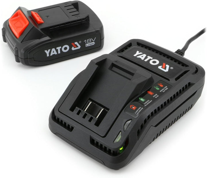 YATO Profi AKKU Handkreissäge 18V | 2,0 Ah Li-Ion Akku | Schnellladegerät | Staubsaugeradapter | Säg