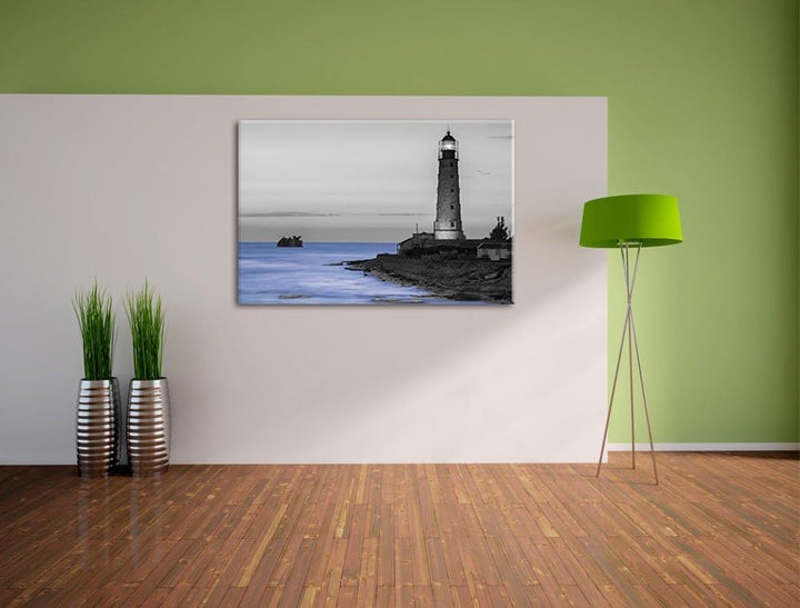 alter Leuchtturm bei Sonnenuntergang schwarz/weiss Format: 100x70 auf Leinwand, XXL riesige Bilder f