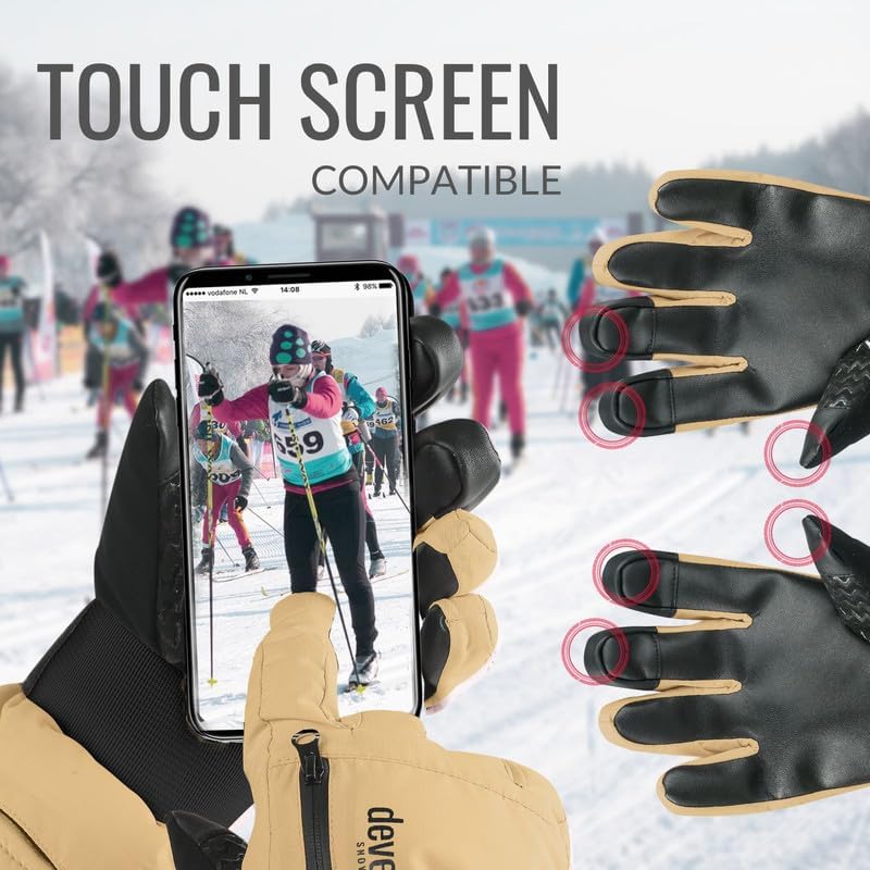 devembr Skihandschuhe mit Handgelenkschützern, Warme Snowboardhandschuhe für Herren und Damen (XS/S/