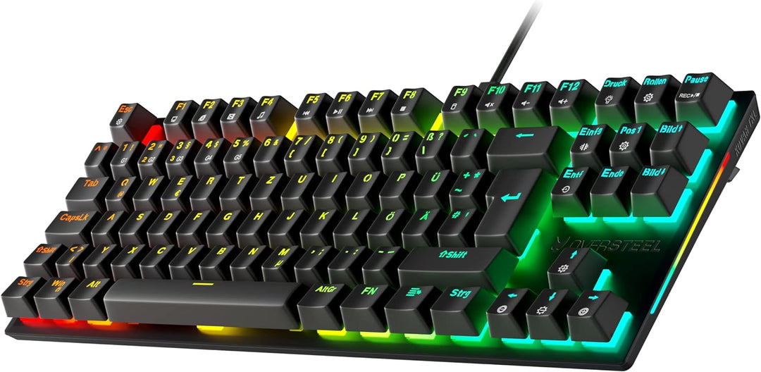 Oversteel - KOVAR USB Gaming TKL Tastatur, RGB beleuchtet, mechanischer Schalter Outemu Red, Anti-Gh