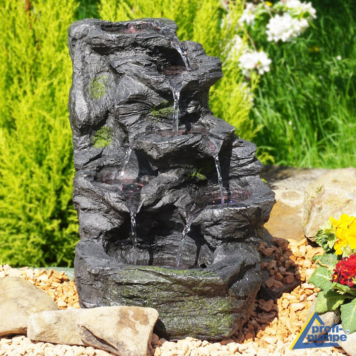 Gartenbrunnen Brunnen Zierbrunnen Zimmerbrunnen mit Beleuchtung Wasserfall Wasserspiel für Garten, G