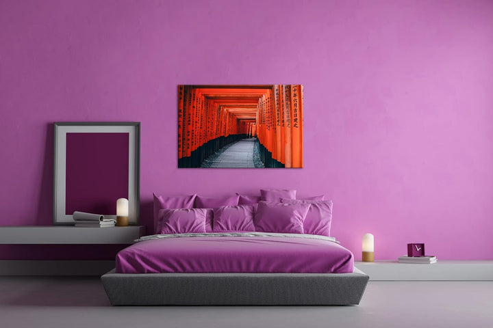 deyoli Shinto weg in Japan Format: 100x70 als Leinwand, Motiv fertig gerahmt auf Echtholzrahmen, Hoc