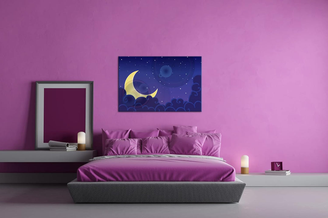deyoli Mondlicht Nacht Format: 100x70 als Leinwandbild, Motiv fertig gerahmt auf Echtholzrahmen, Hoc