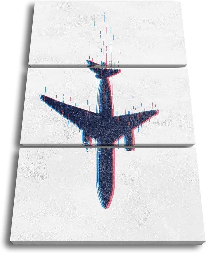 deyoli stürzendes Flugzeug Format: 3Teilig als Leinwandbild, Motiv fertig gerahmt auf Echtholzrahmen