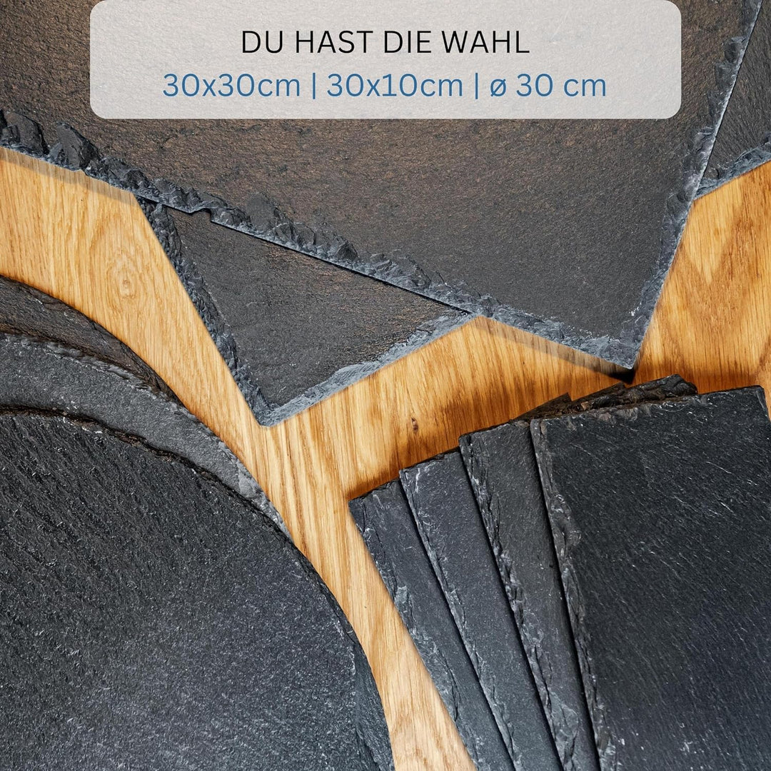 Westmark 8 Naturschiefer-/Servierplatten, mit Kratzschutz, Fläche: je 30 x 10 cm, Schiefer, Tapas +