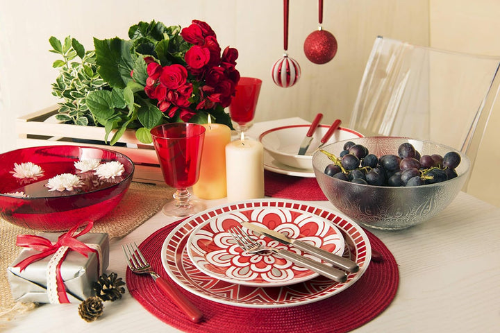 Excelsa Mandala Red Tafelservice, 18-teilig, Porzellan