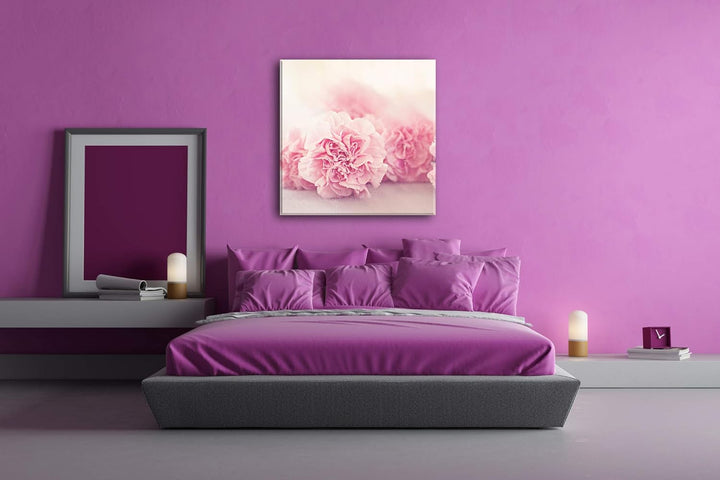 deyoli rosafarbene Nelken Format: 70x70 als Leinwandbild, Motiv fertig gerahmt auf Echtholzrahmen, H