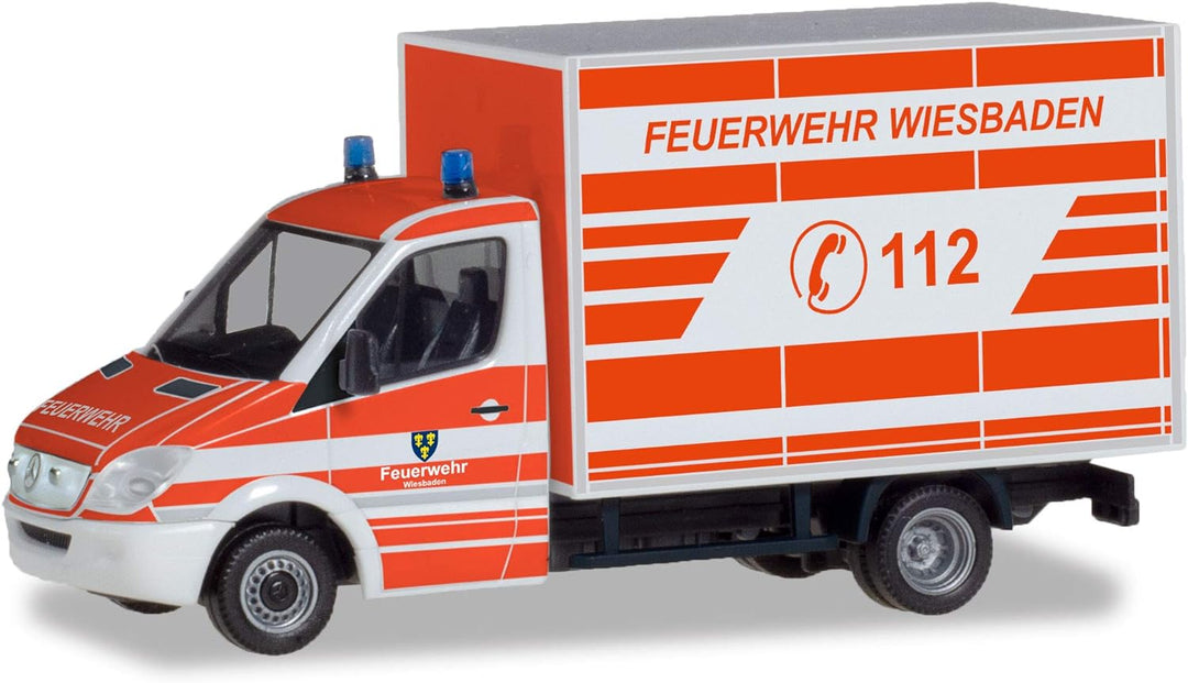 herpa 094511 – Mercedes Benz Sprinter „Feuerwehr Wiesbaden“, Koffer Modell Auto, Modellsammlung, Min