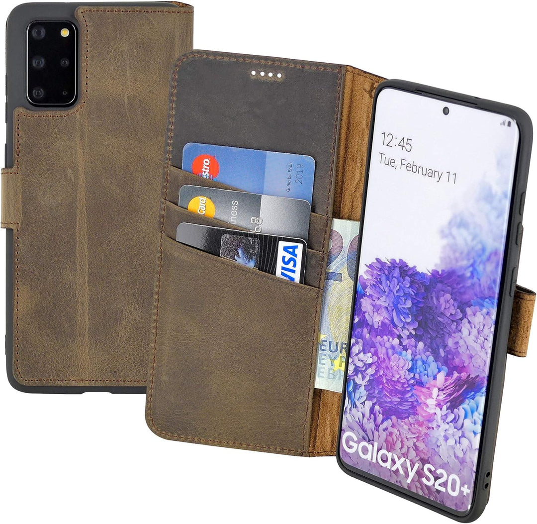 Suncase Book-Style Hülle kompatibel mit Samsung Galaxy S20 Plus Leder Tasche (Slim-Fit) Lederhülle H