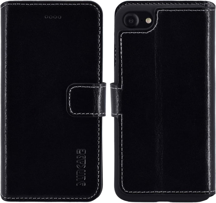Suncase Origina Book-Style (Slim-Fit) kompatibel mit iPhone SE 2020 Ledertasche Leder Etui Tasche Ha