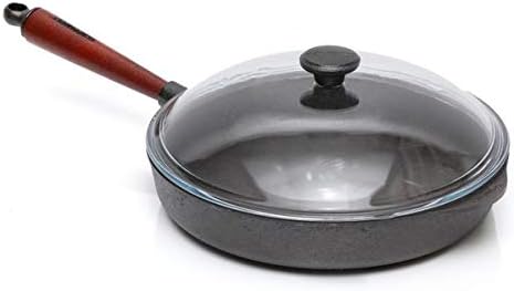 Skeppshult 0130T Servierpfanne mit Glasdeckel, hoher Kante 5.5 cm, Holzgriff aus schwedischer Buche