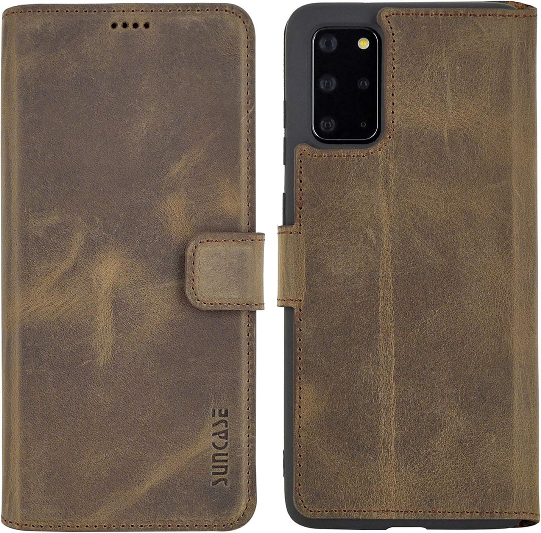 Suncase Book-Style Hülle kompatibel mit Samsung Galaxy S20 Plus Leder Tasche (Slim-Fit) Lederhülle H