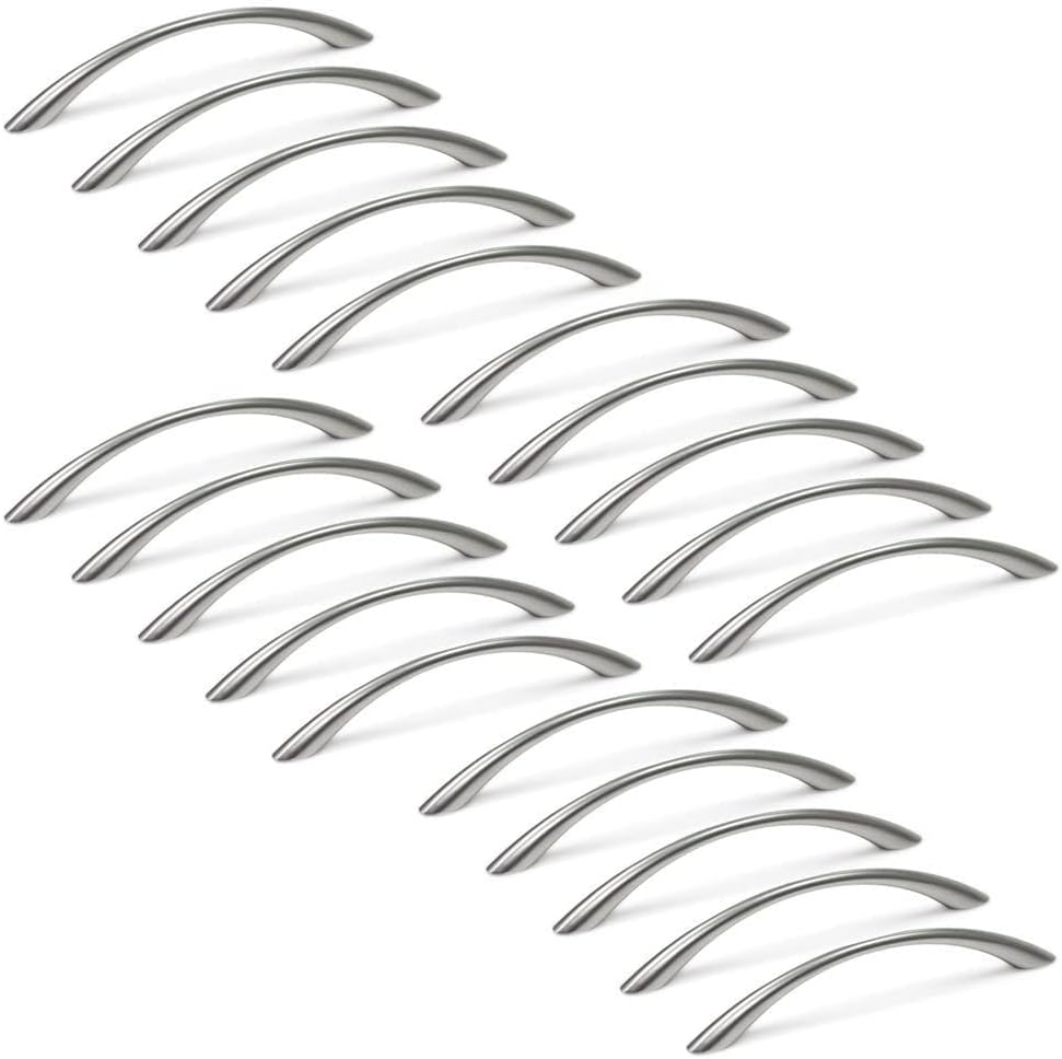 Emuca 9160951 Griffe für Möbelstück, CC 128mm, Zamak, Nickel satiniert, 20 Stück Nickel Satiniert CC