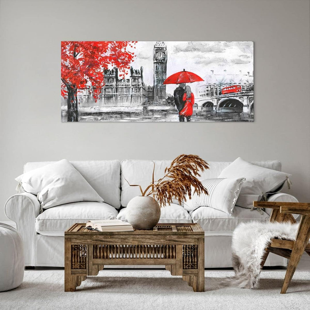 Wandbilder Dekoration Wohnzimmer London Architektur big ben Panorama Bilder auf Leinwand 120x50cm Le