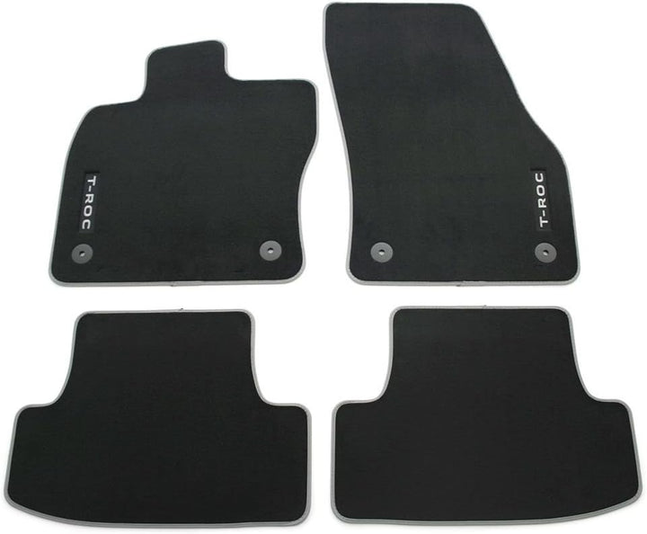 Volkswagen 2GA061270WGK Premium Textil Fussmatten 4X Velours Stoffmatten schwarz mit T-ROC Schriftzu