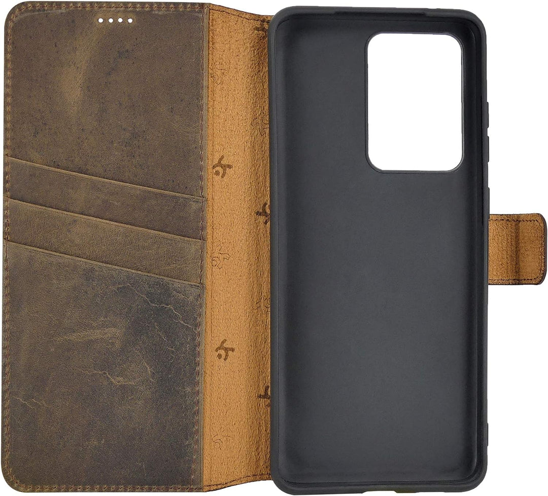 Suncase Book-Style Hülle kompatibel mit Samsung Galaxy S20 Ultra Leder Tasche (Slim-Fit) Lederhülle
