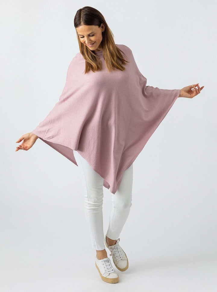 Zwillingsherz Poncho-Schal mit Baumwolle - Hochwertiges Cape für Damen - XXL Umhängetuch und Tunika