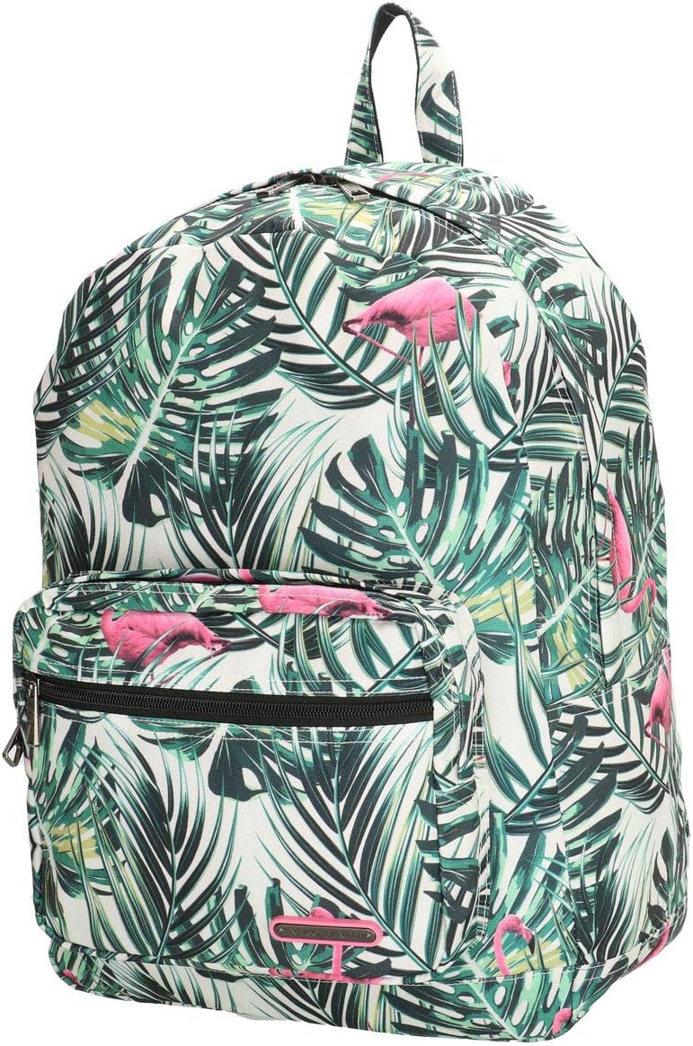 Bowatex Rucksack-Wanderrucksack-Laptopfach-Palmen Flamingo Grün Weiss-43 cm