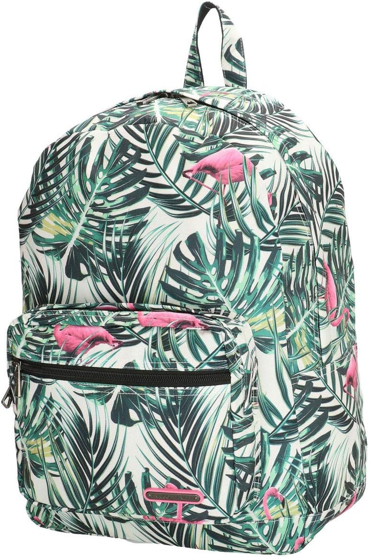 Bowatex Rucksack-Wanderrucksack-Laptopfach-Palmen Flamingo Grün Weiss-43 cm