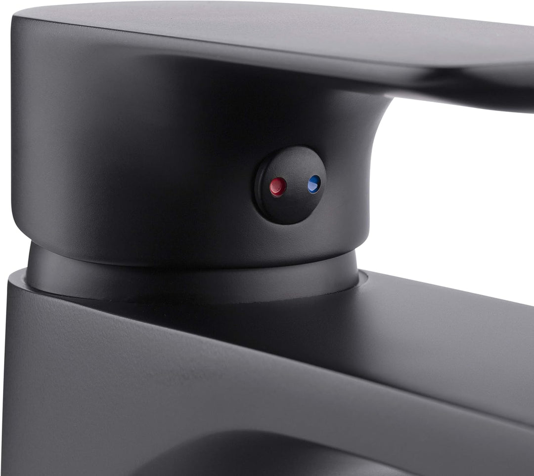 Cornat Waschtisch-Einhebelarmatur "Noir" - Black Edition - Matt schwarzer Messingkörper - Mühelose S