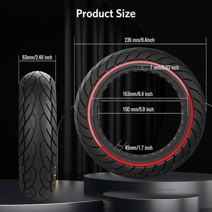 OUXI 10×2.5 Zoll Ersatz-Vollgummireifen 60/70-6.5 Für Ninebot G30 Max /G30D mit 1 Montagewerkzeug fü