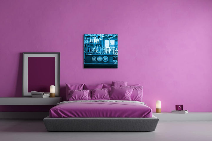 deyoli Theke in einem Irischen Bar Format: 70x70 Effekt: Monocrome Blau als Leinwandbild, Motiv fert