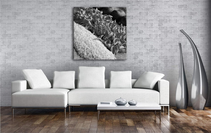 deyoli viele gesunde Lebensmittel im Format: 60x60 Effekt: Schwarz&Weiss als Leinwandbild, Motiv auf