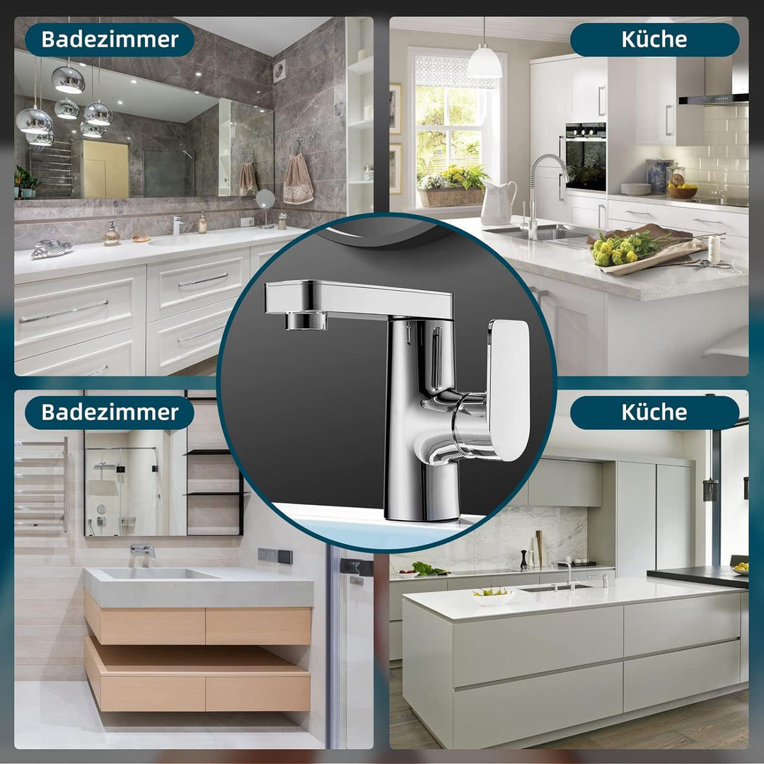 Cobbe Wasserhahn Bad,360°Drehbar waschtischarmatur passt für alle Arten von waschbecken,Platzsparend