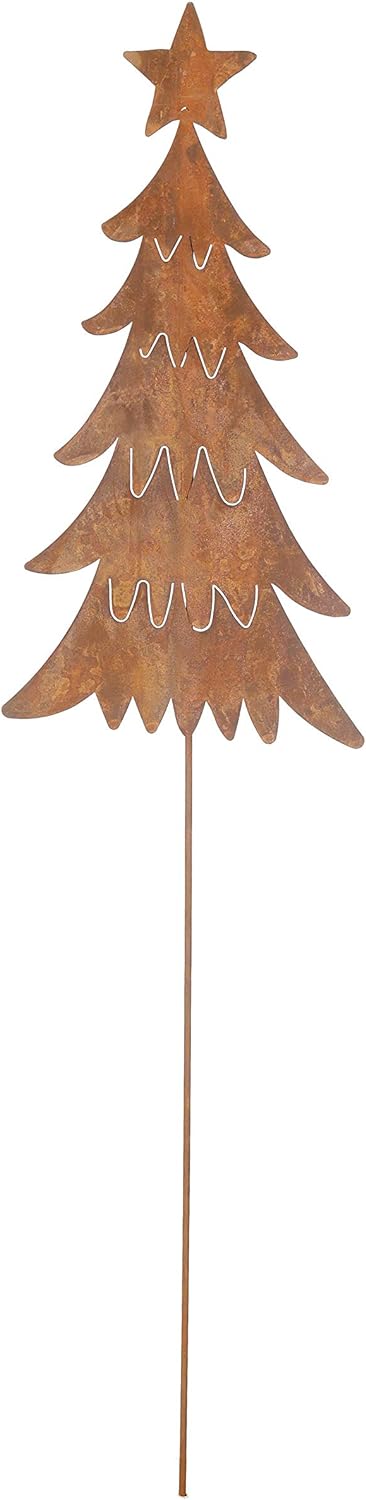 Tannenbaum Stecker Gartenstecker Metall H/B/T 106/24/0,5cm Weihnachten Rost Deko Baum mit Stern Weih
