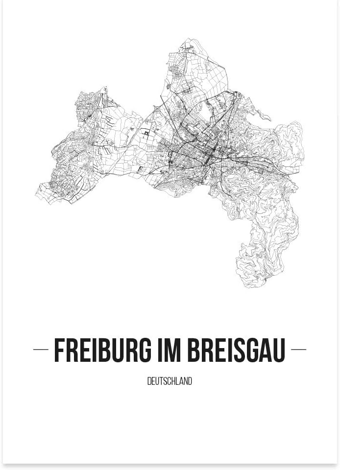 JUNIWORDS Stadtposter, Freiburg im Breisgau, Wähle eine Grösse, 40 x 60 cm, Poster, Schrift B, Weiss
