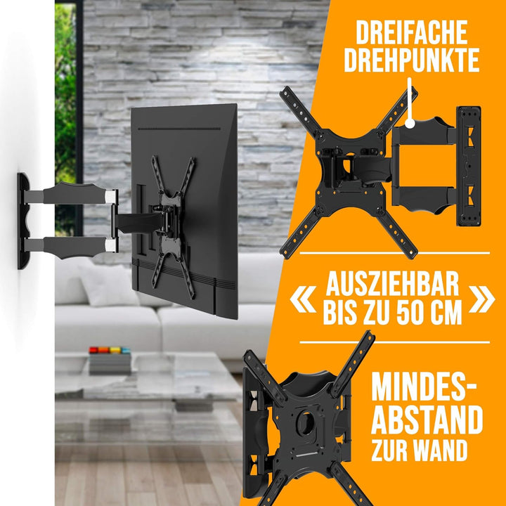 Nanook TURN M Schwenkbare TV-Wandhalterung für 32-55 Zoll Fernseher, Neigbar, Wandhalter für LCD, LE