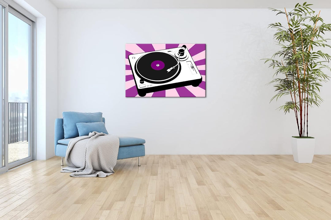 deyoli moderne Drehscheibe für Musik im Format: 80x60 als Leinwandbild, Motiv fertig gerahmt auf Ech