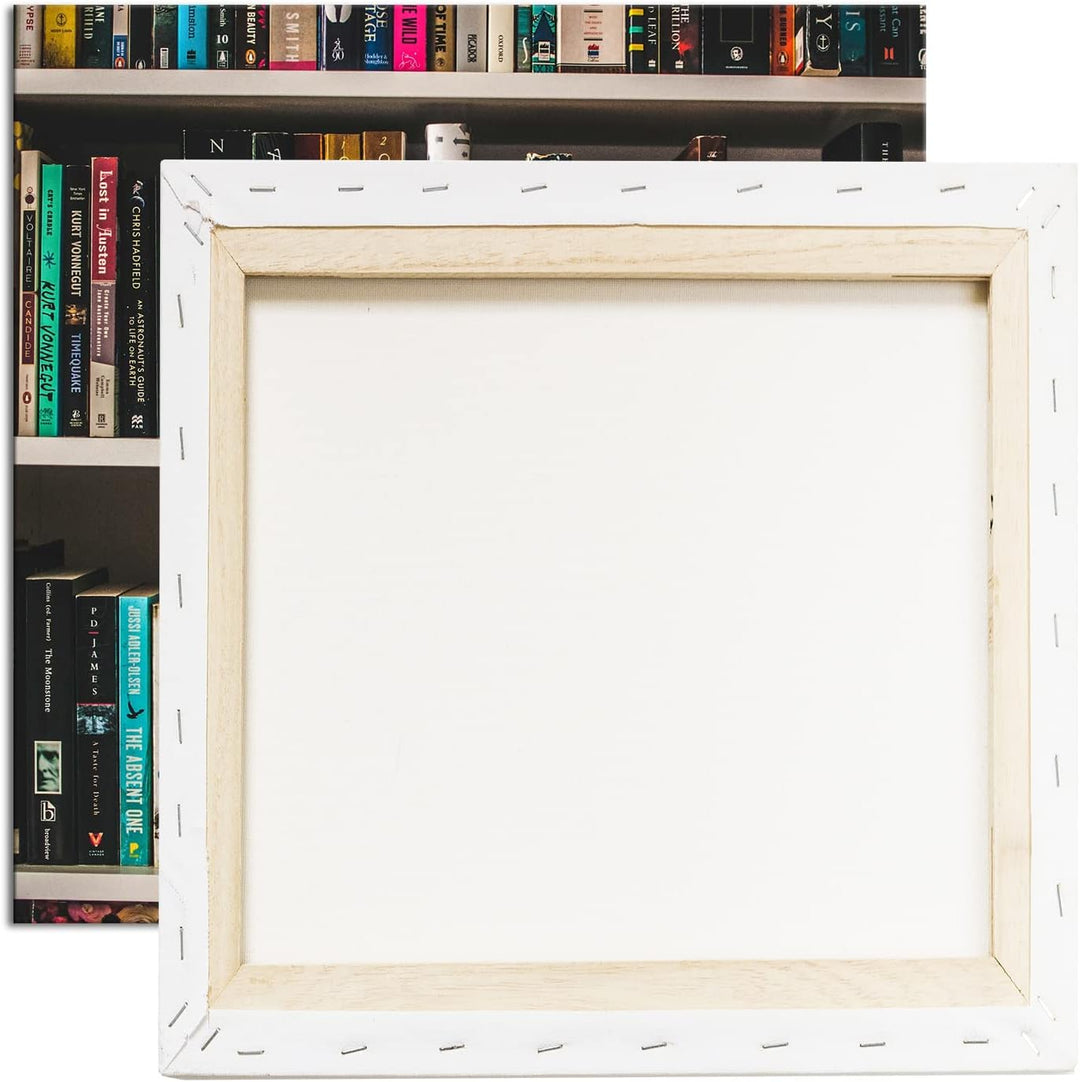 deyoli Rand volles Bücherregal Format: 60x60 cm als Leinwandbild, Motiv fertig gerahmt auf Echtholzr