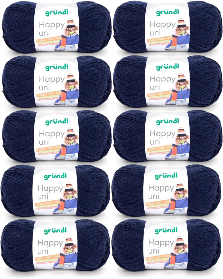 Gründl Happy uni (Strick- und Häkelgarn mit wollartigem Charakter aus 100 % Polyacryl, Anti-Pilling,