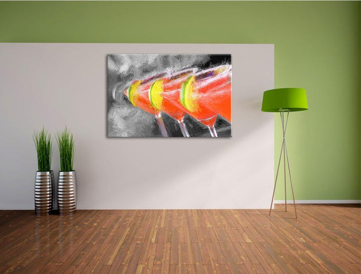 Frischer Sommercocktail, Bild auf Leinwand, XXL riesige Bilder fertig gerahmt mit Keilrahmen, Kunstd