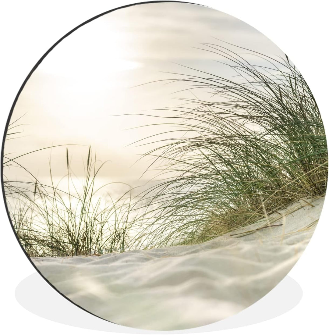 MuchoWow Wandbild Rund Wanddeko Deko Wohnzimmer Bilder 30x30 cm Dünen - Watteninseln - Wasser, 30x30