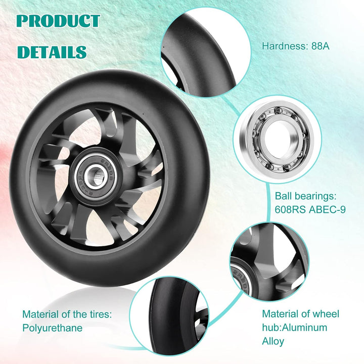DBREAKS Stunt Scooter Rollen, 2 Stück Scooter Ersatzräder, 120mm Scooter Räder mit ABEC, 9 Kugellage