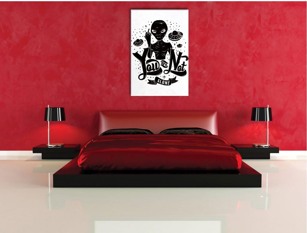 Pixxprint You Are not Alone White Bild auf Leinwand, XXL riesige Bilder fertig gerahmt mit Keilrahme