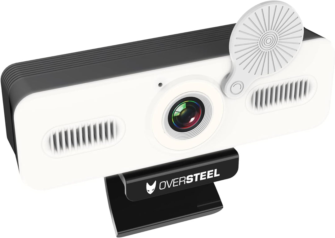 Oversteel - Bulat Webcam 1080P Full HD mit Mikrofon und Lichtring, 60fps, USB 2.0, Videoanrufe, Aufz