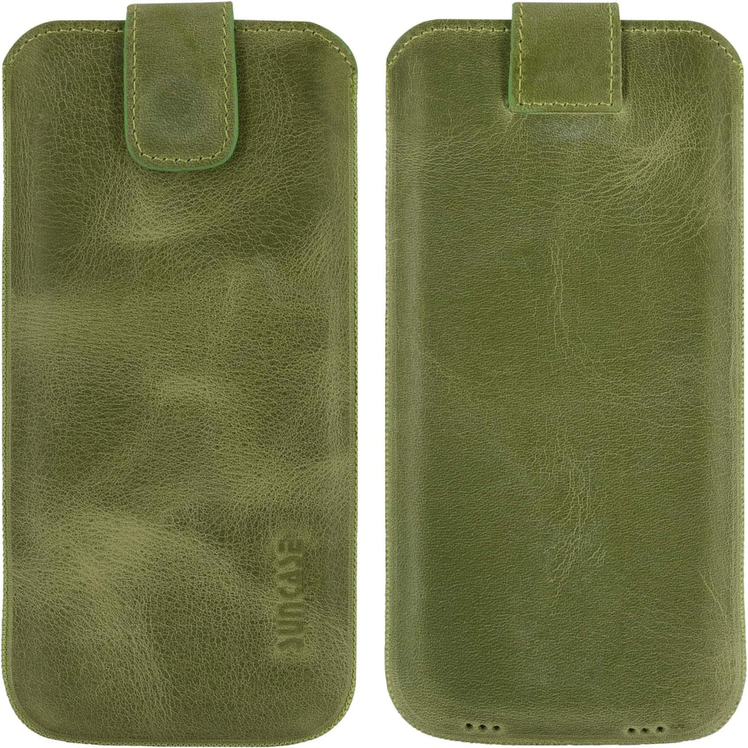 Suncase ECHT Ledertasche Leder Etui *Slim-Edition* für Swissvoice G50 Leder Hülle Handytasche (mit R