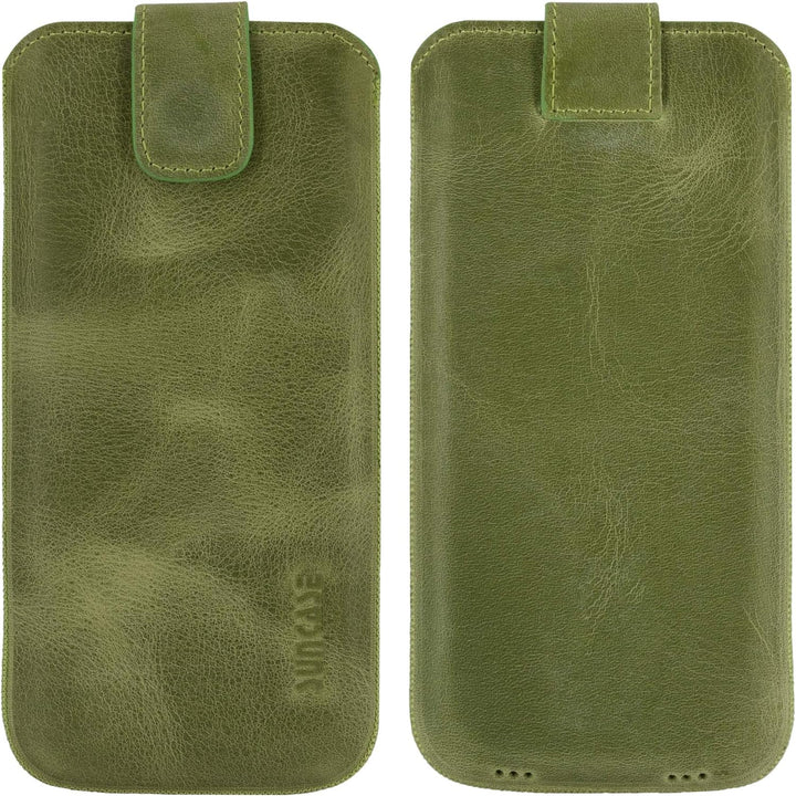 Suncase ECHT Ledertasche Leder Etui *Slim-Edition* für Swissvoice G50 Leder Hülle Handytasche (mit R