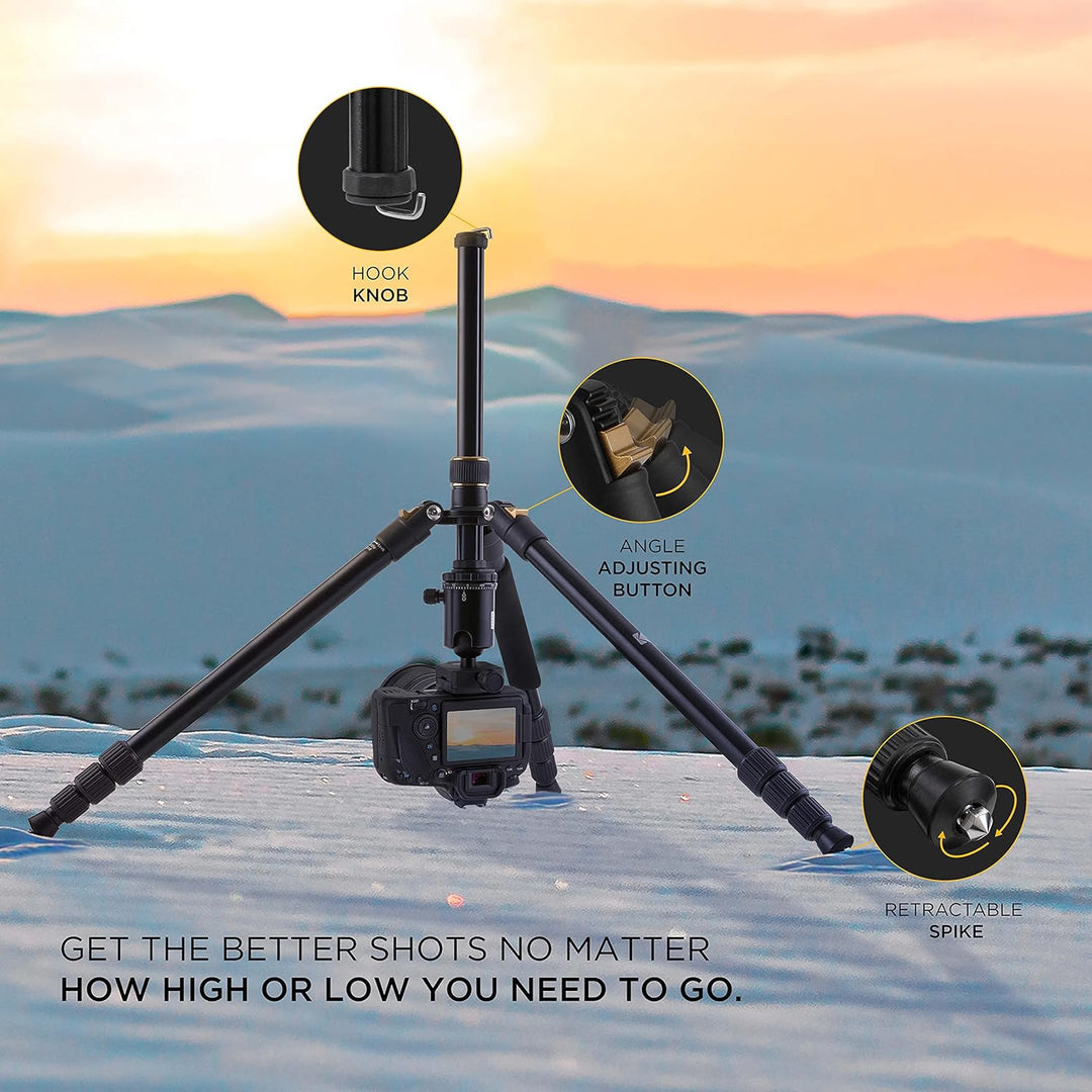 KODAK Photo Gear 63-Zoll-Stativ und -Einbeinstativ mit 360°-Kugelkopf | Hochwertiges professionelles