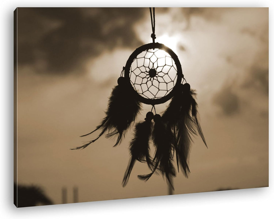 deyoli Traumfänger im Wind Format: 80x60 Effekt: Sepia als Leinwandbild, Motiv fertig gerahmt auf Ec